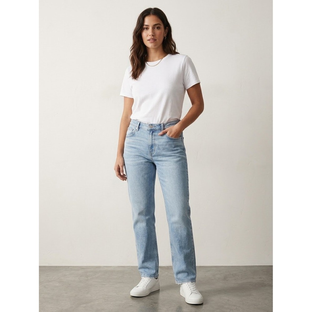 Women's American Eagle AE Super High-Rise Straight Jeans Light Wash Blue Size 14